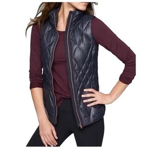 Athleta Women's Blue Sleeveless Full Zipped Responsible Down Vest Size Medium